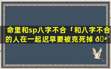 命里和sp八字不合「和八字不合的人在一起迟早要被克死掉 🪴 」